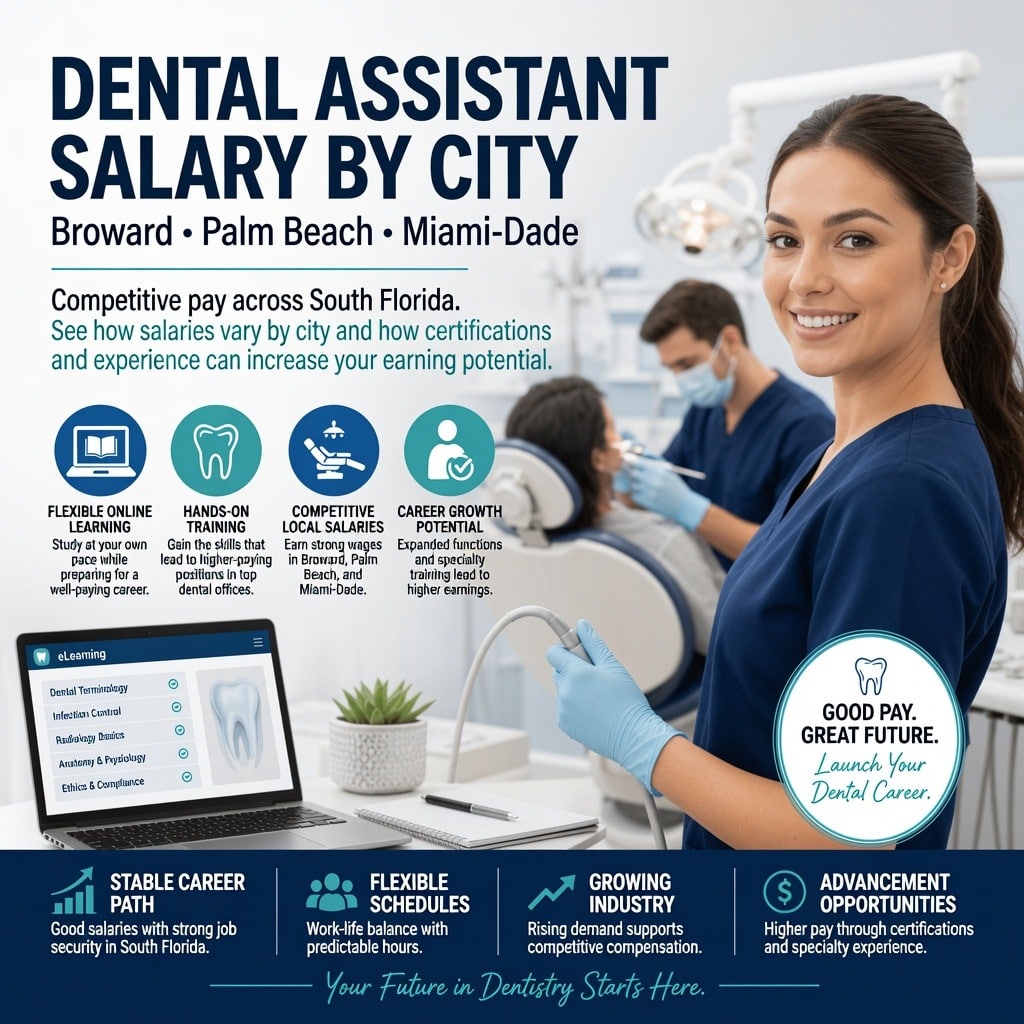Dental Assistant Salary by City Broward, Palm Beach & Miami-Dade