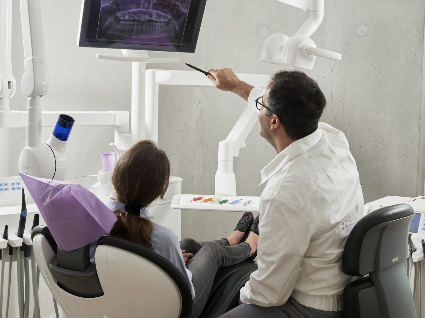 Dental tools arranged for a procedure