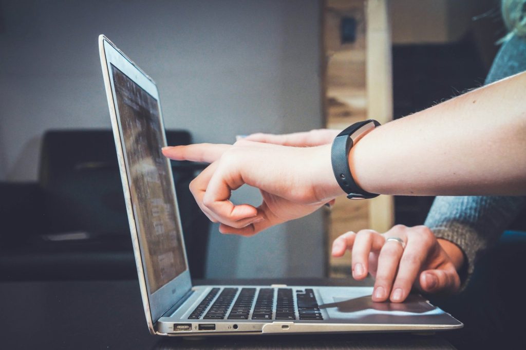 Online training module on a laptop screen