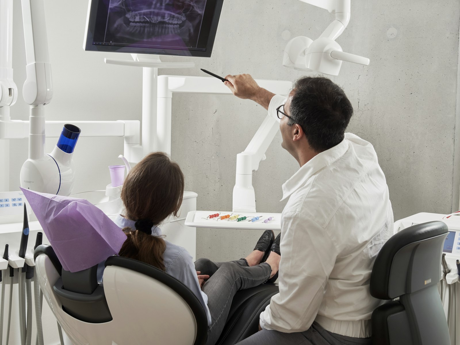 Sterilization area in a dental clinic with instruments and trays