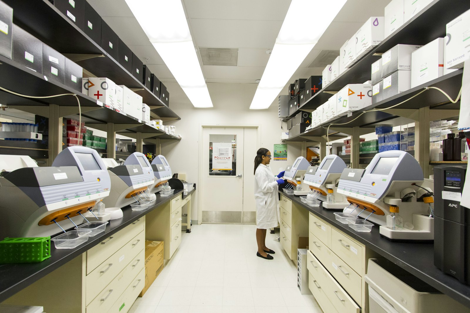 Student touring a dental training lab